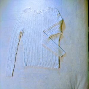 White cable knit sweater